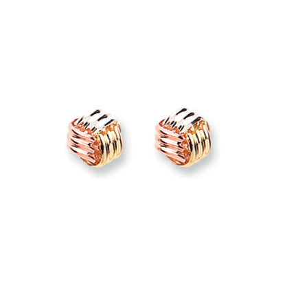 9ct Yellow Gold White Gold & Rose Gold Fancy Knot Studs