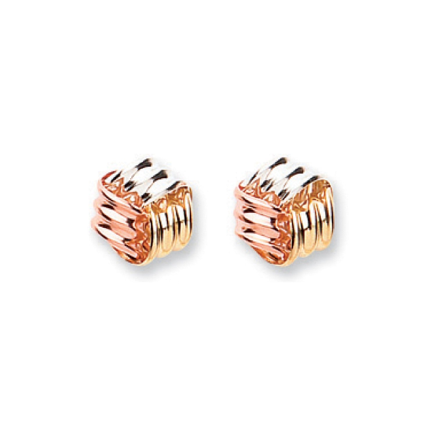9ct Yellow Gold White Gold & Rose Gold Fancy Knot Studs