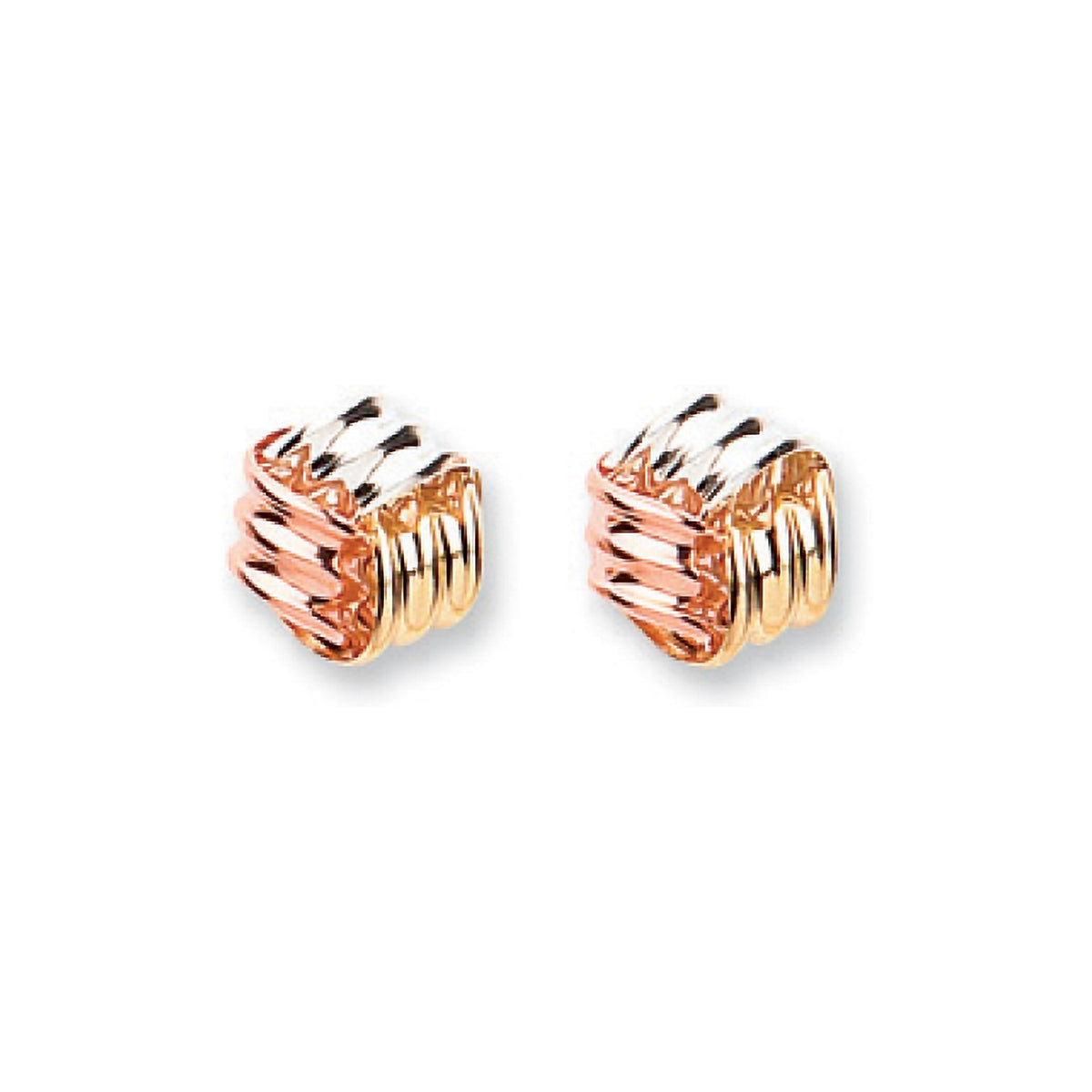 9ct Yellow Gold White Gold &amp; Rose Gold Fancy Knot Studs