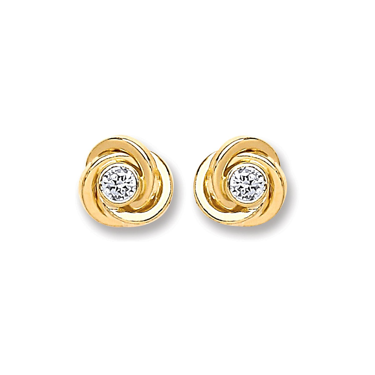 9ct Gold Cz Knot Studs