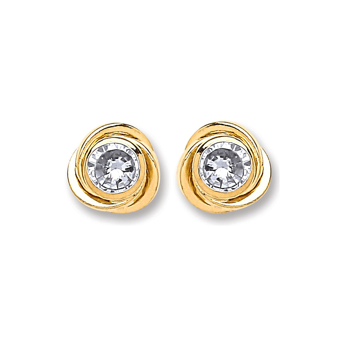9ct Gold Medium Cz Knot Studs