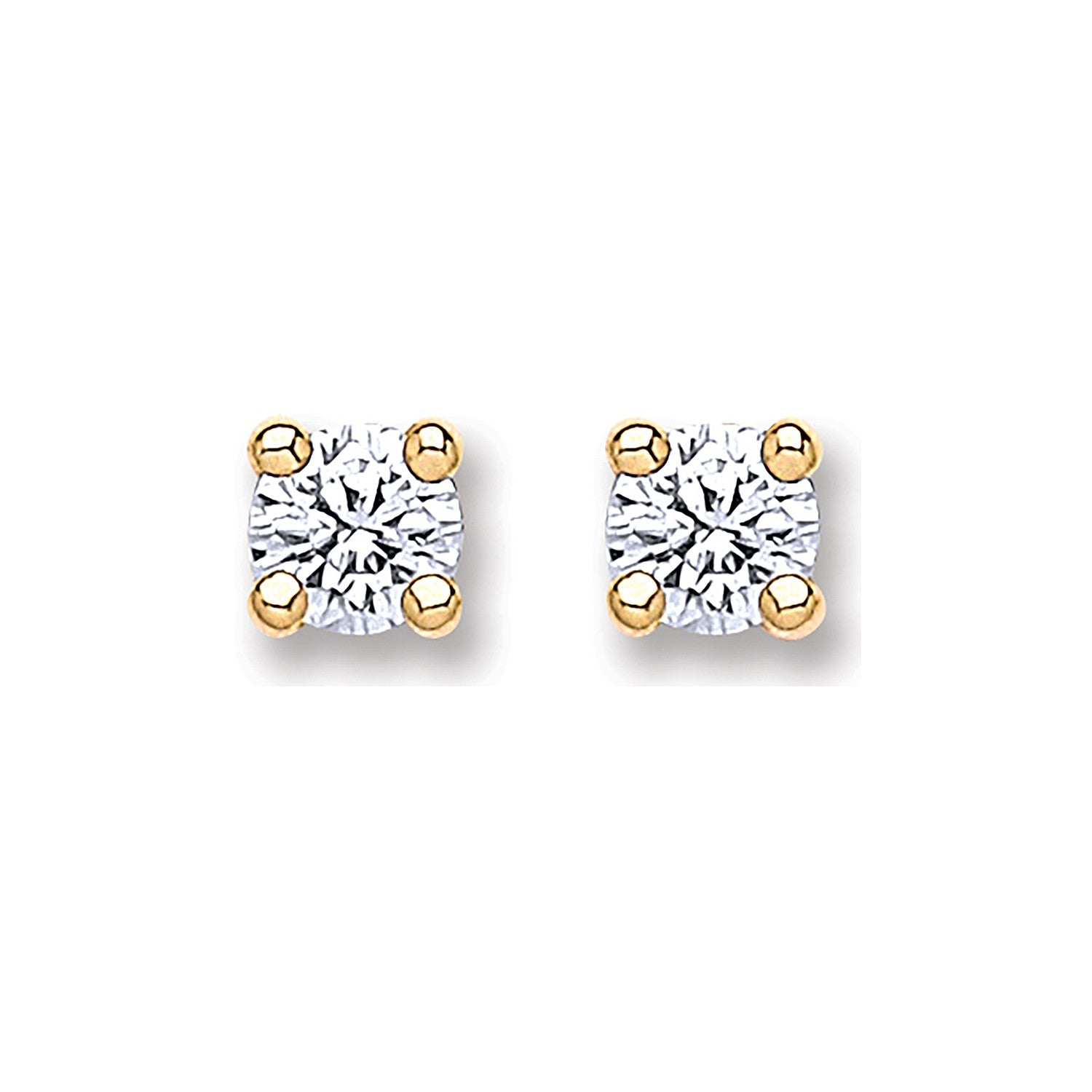9ct Gold 4.0mm Round Brilliant CZ Studs