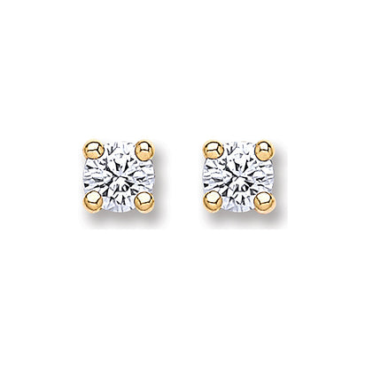 9ct Gold 4.0mm Round Brilliant CZ Studs