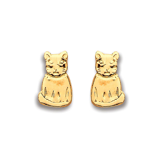 9ct Yellow Gold Cat Studs