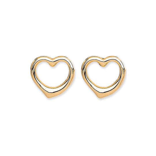 9ct Yellow Gold Open Heart Studs