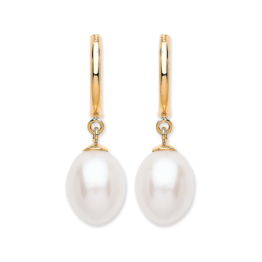 9ct Yellow Gold Freshwater Pearl Drop Studs