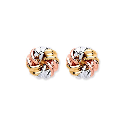 9ct Yellow Gold, White Gold & Rose Gold Tight Knot Studs