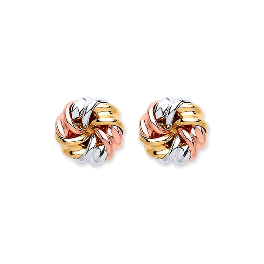 9ct Yellow Gold, White Gold & Rose Gold Tight Knot Studs