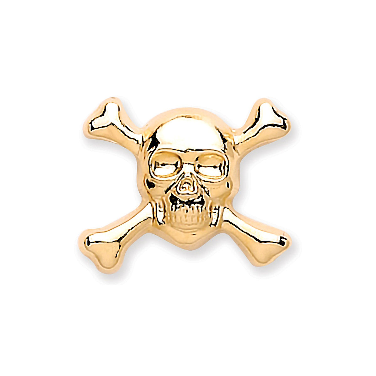 9ct Yellow Gold Skull &amp; Crossbones Single Stud for Men