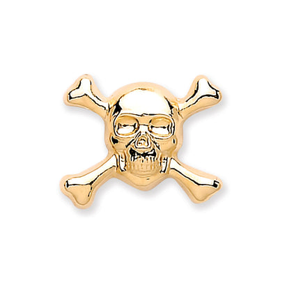 9ct Yellow Gold Skull & Crossbones Single Stud for Men