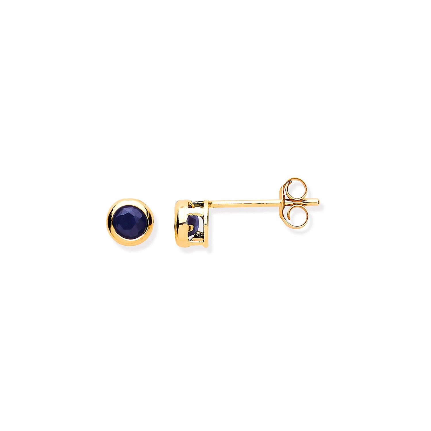 9ct Yellow Gold 3.8mm Black Sapphire Rubover Studs