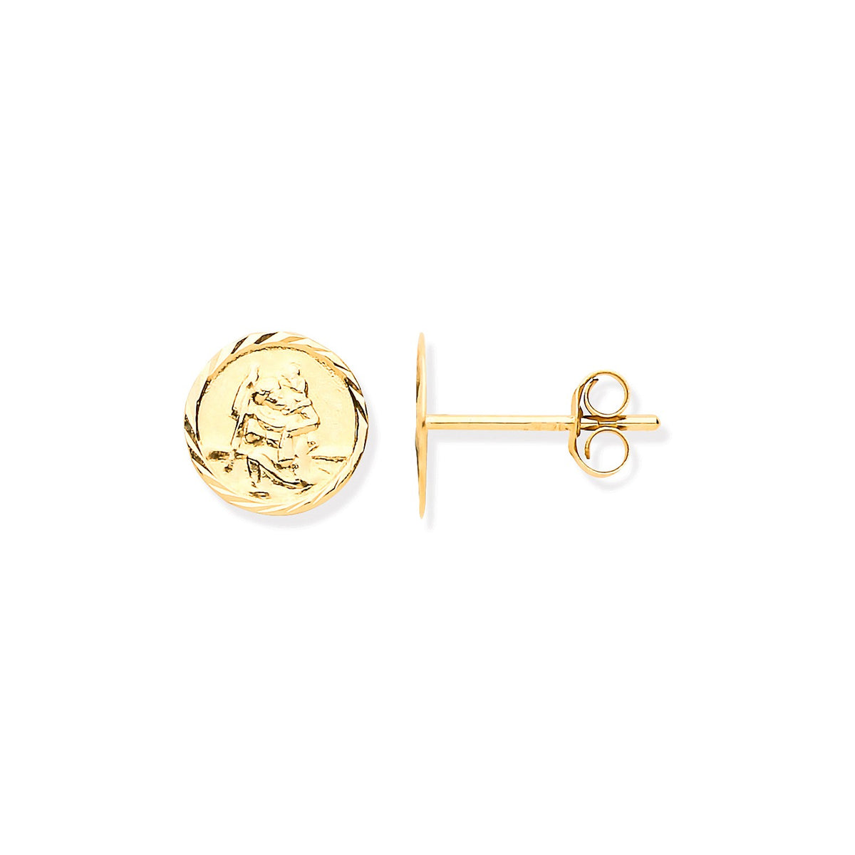 9ct Yellow Gold 6.6mm Saint Christopher Studs