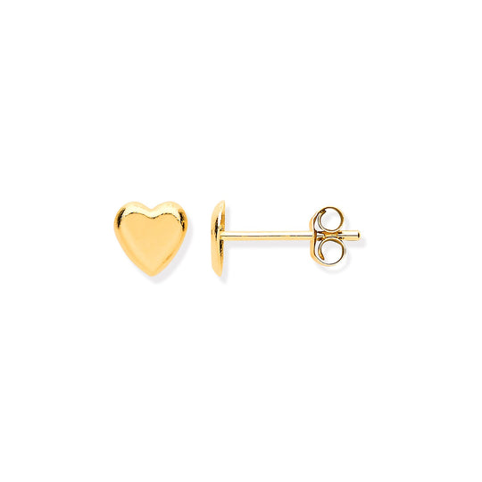9ct Yellow Gold Tiny Heart Studs