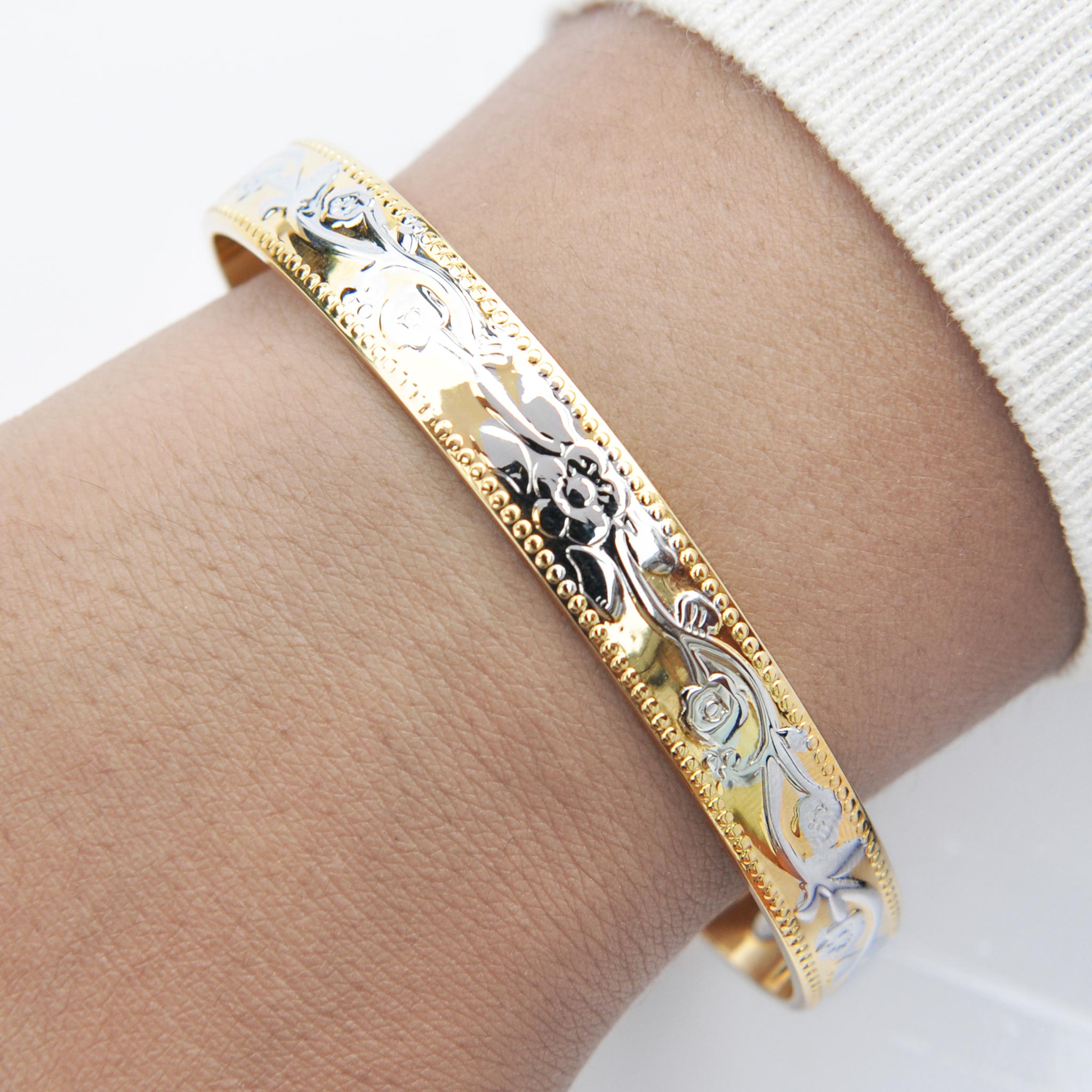 ladies gold silver magnetic bangle