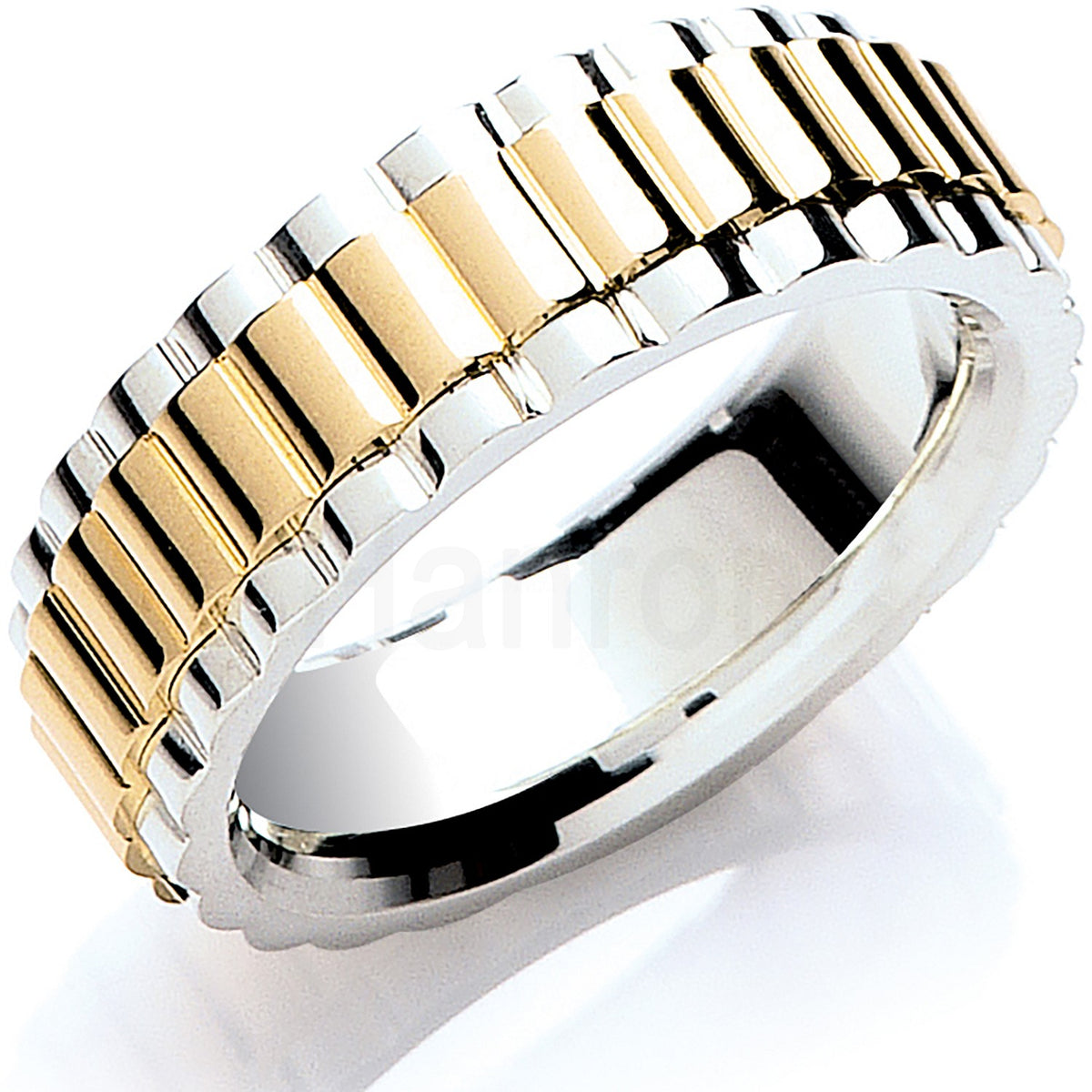 White Gold &amp; Yellow Gold 7mm Wedding Band