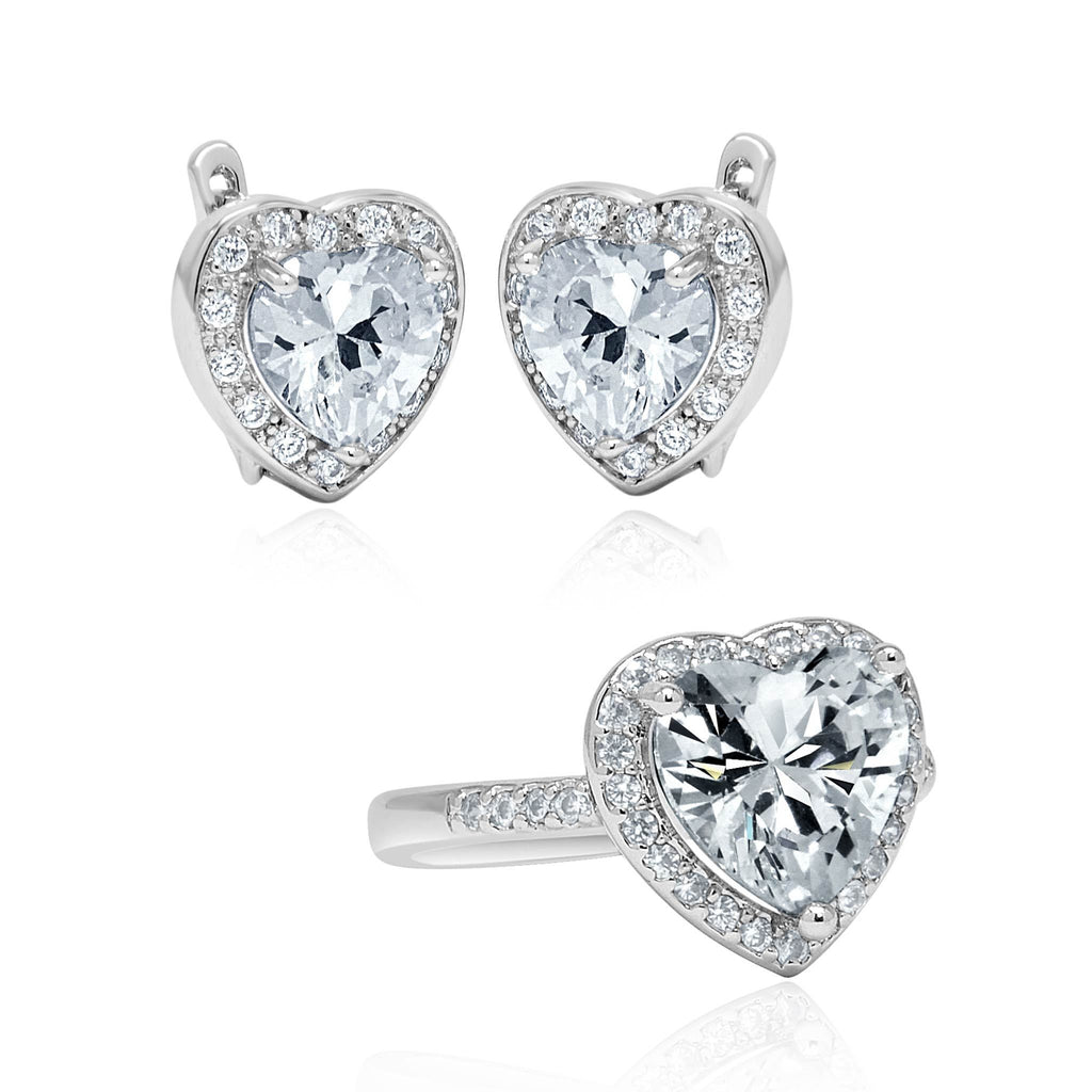 Aphrodite heart earrings and ring set
