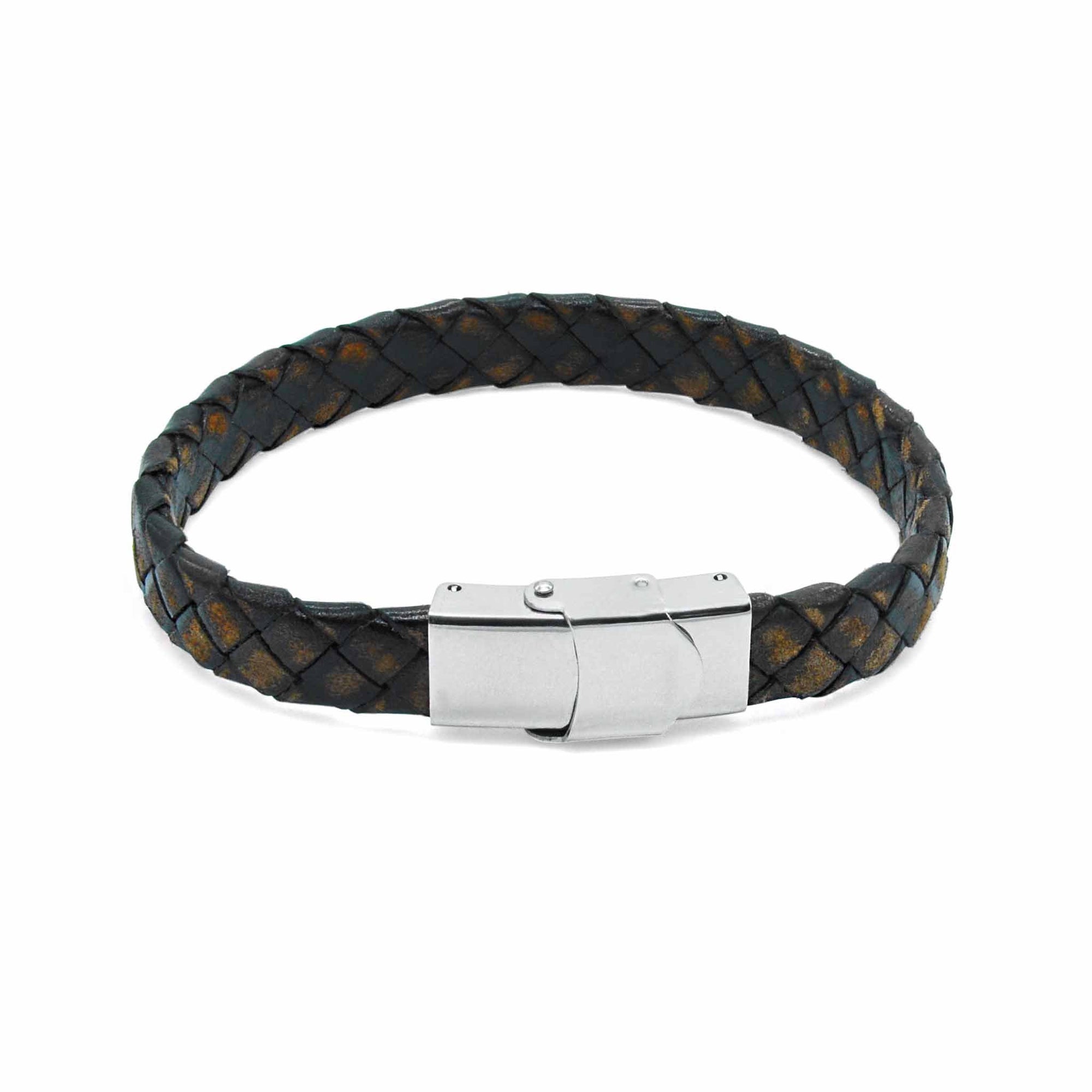 Dapper brown leather wide plaited bracelet-DEMI+CO Jewellery