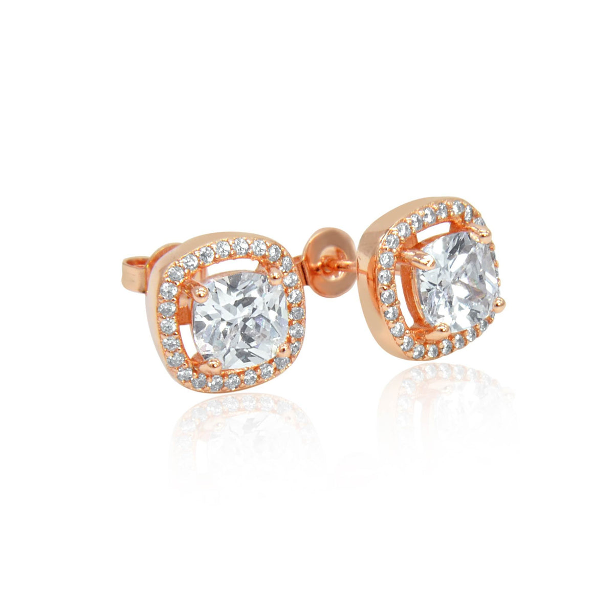 Rose gold crystal stud earrings pair -DEMI+CO Jewellery
