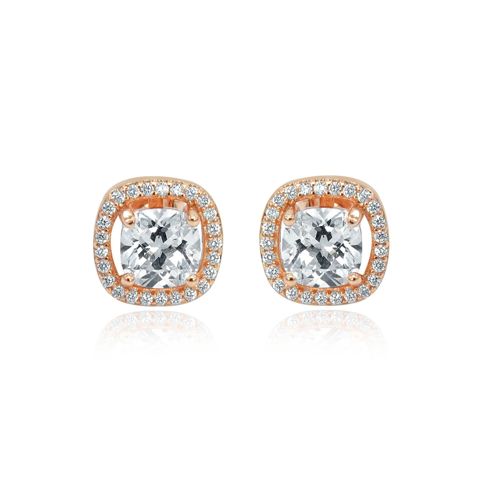 Rose gold crystal stud earrings pair -DEMI+CO Jewellery