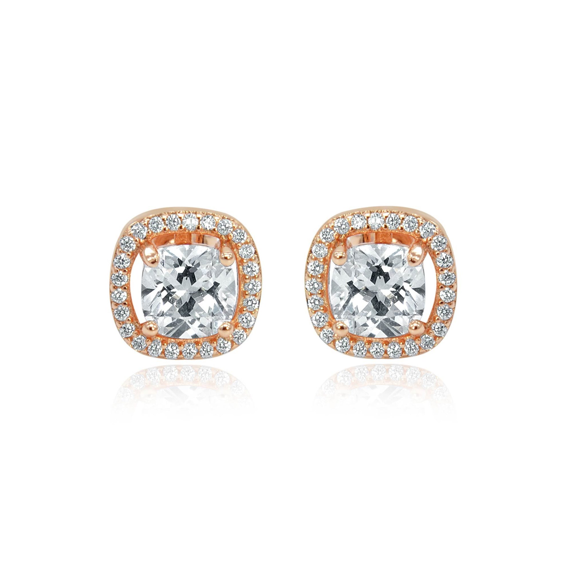 Rose gold crystal stud earrings pair -DEMI+CO Jewellery