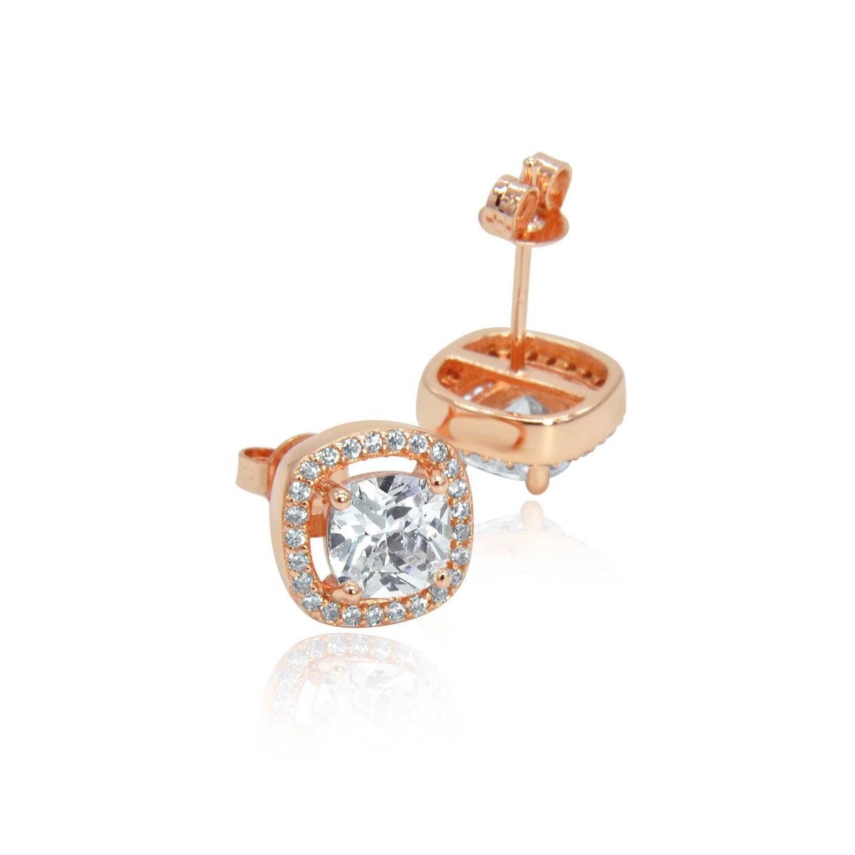 Rose gold crystal stud earrings pair -DEMI+CO Jewellery
