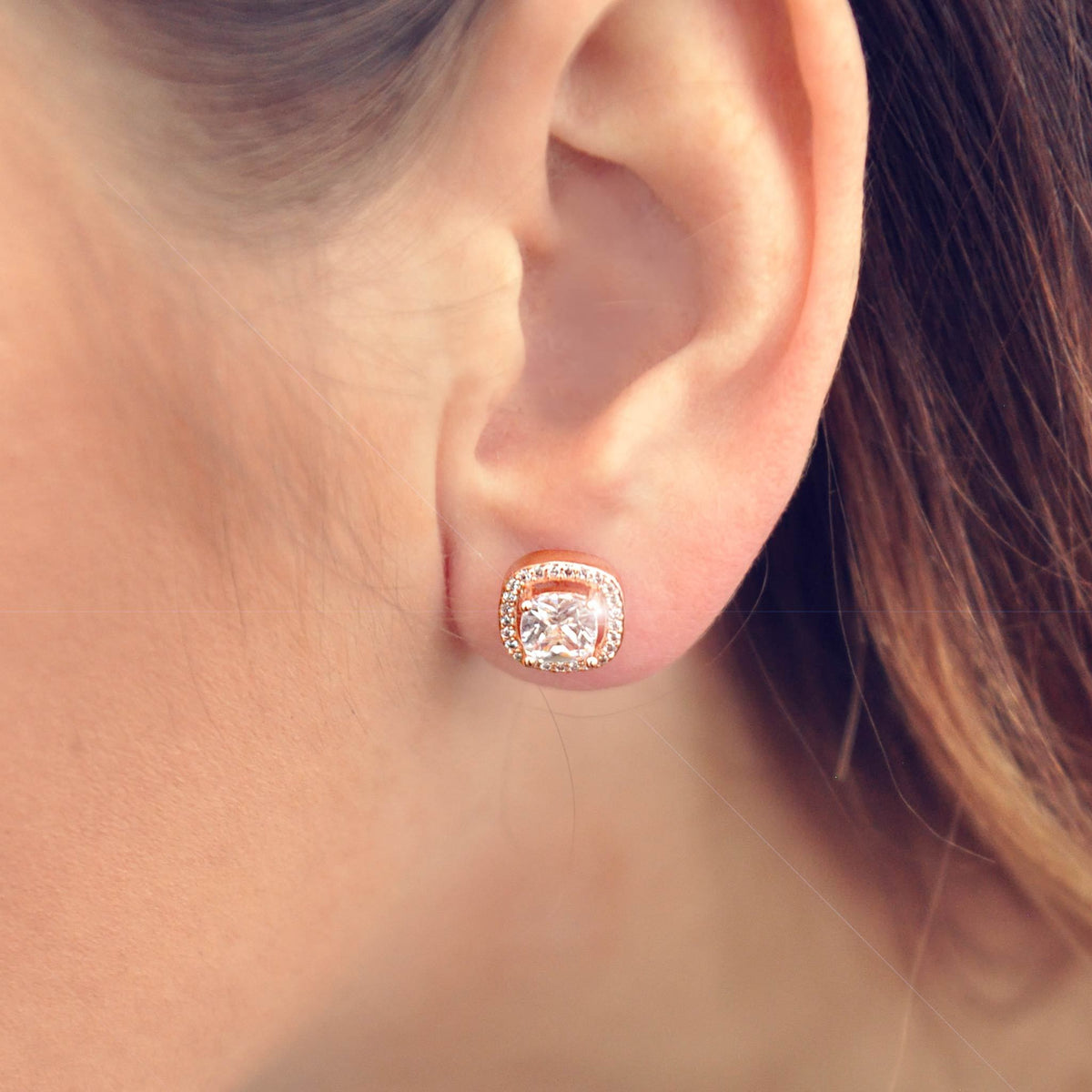 Rose gold crystal stud earrings - DEMI+CO Jewellery