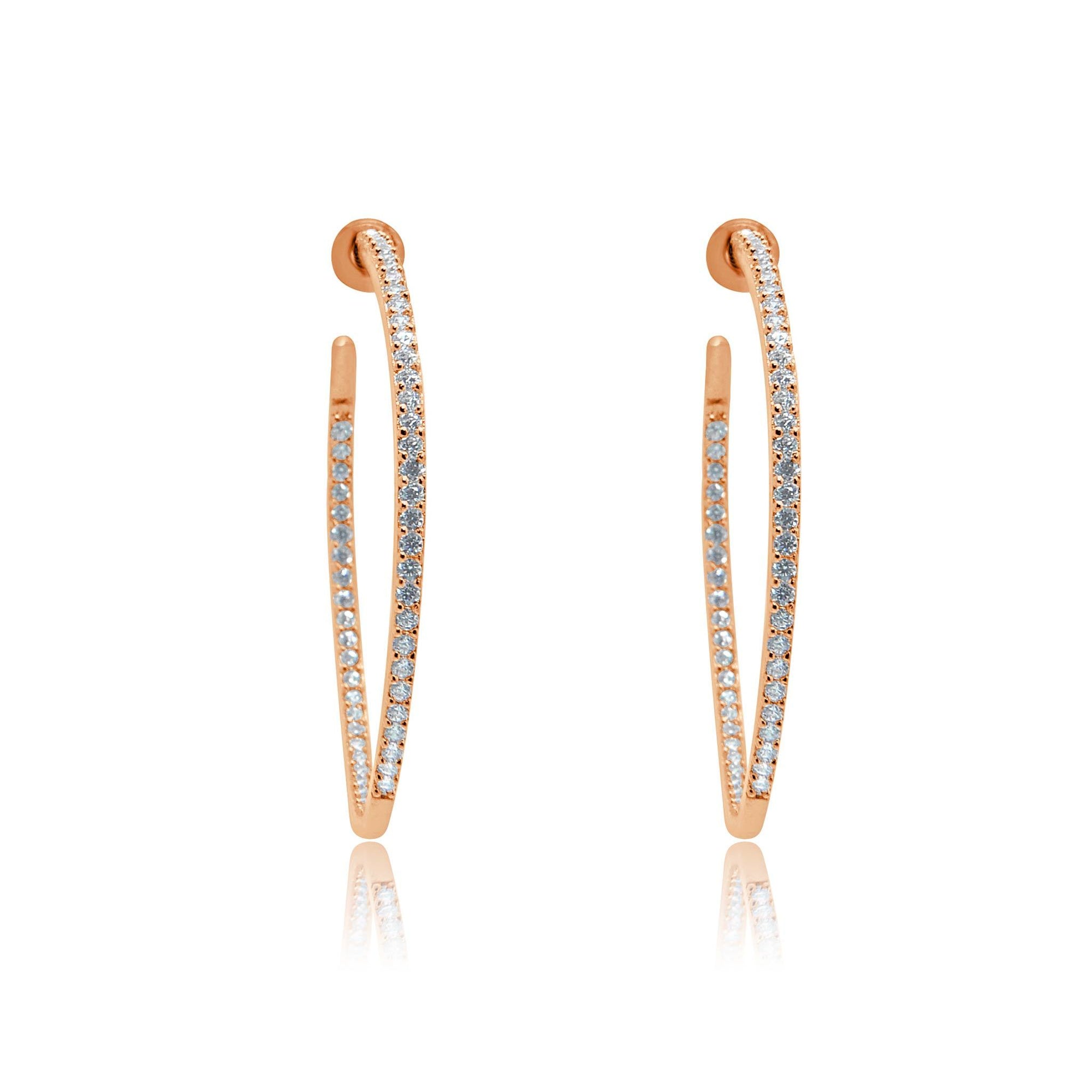 Jasmine crystal rose gold hoops-DEMI+CO Jewellery