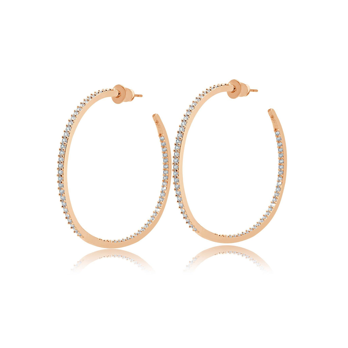 Jasmine crystal rose gold hoops-DEMI+CO Jewellery