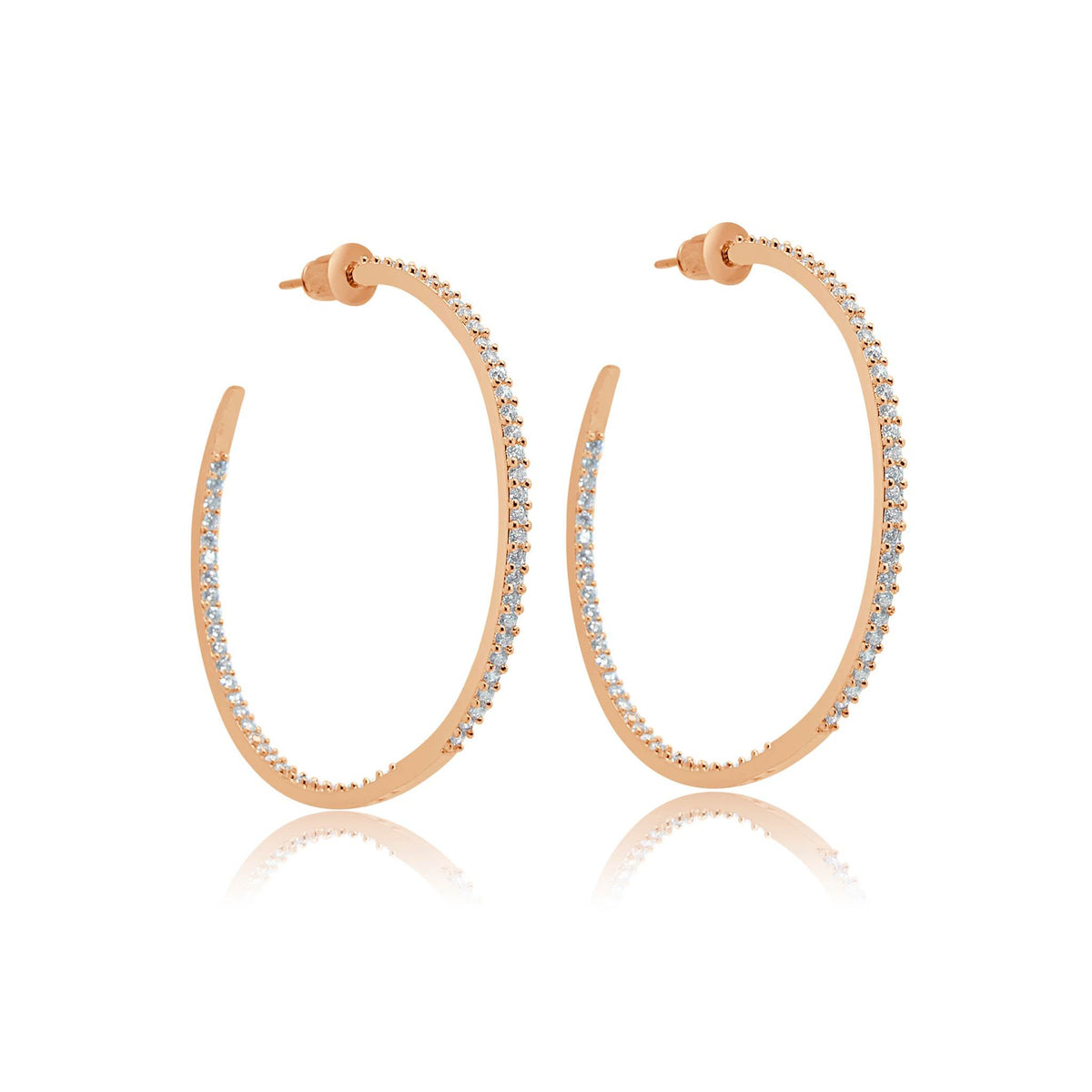 Jasmine crystal rose gold hoops-DEMI+CO Jewellery