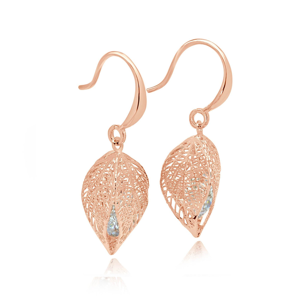 Kelsey rose gold 3D leaf Earrings-DEMI+CO Jewellery