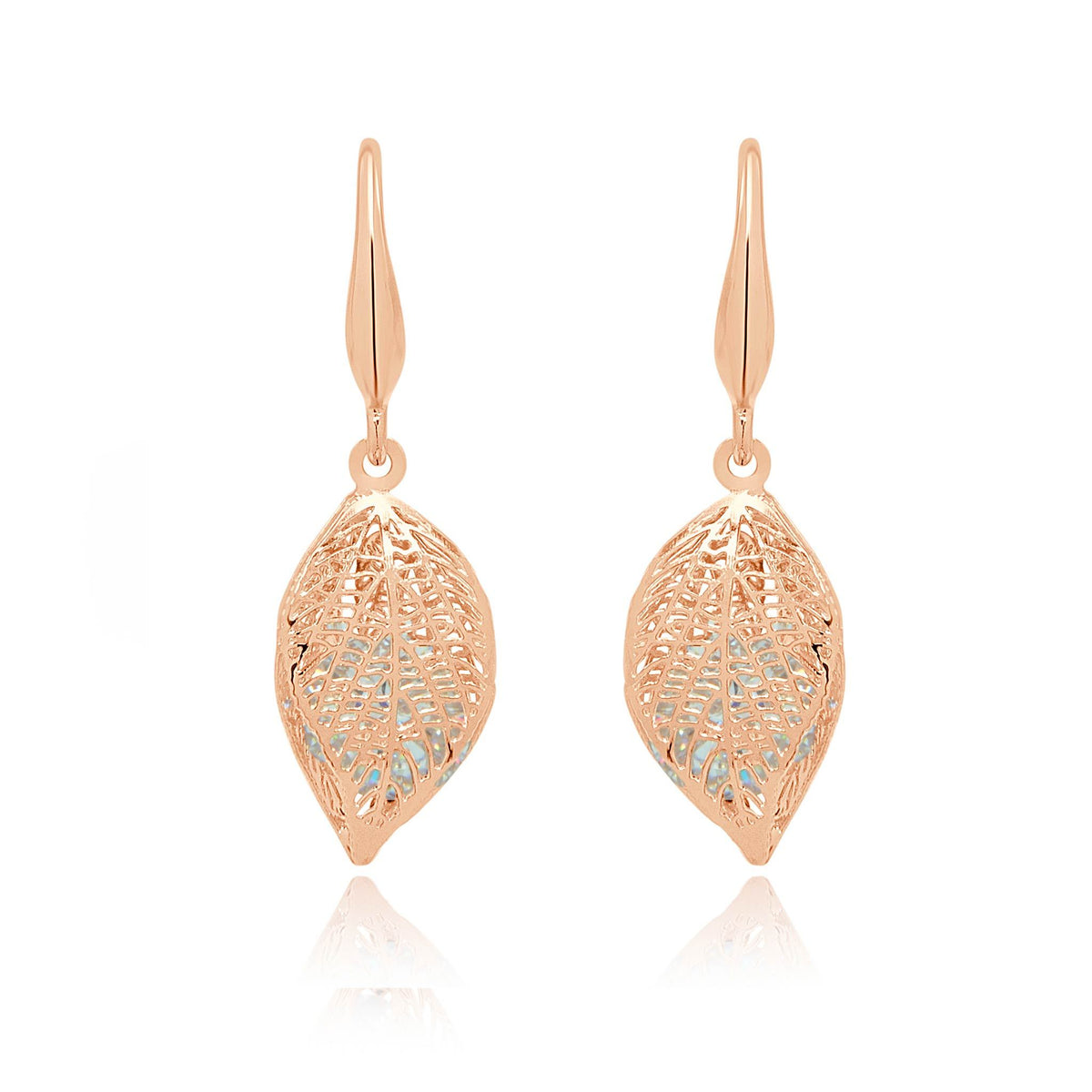 Kelsey rose gold 3D leaf Earrings-DEMI+CO Jewellery