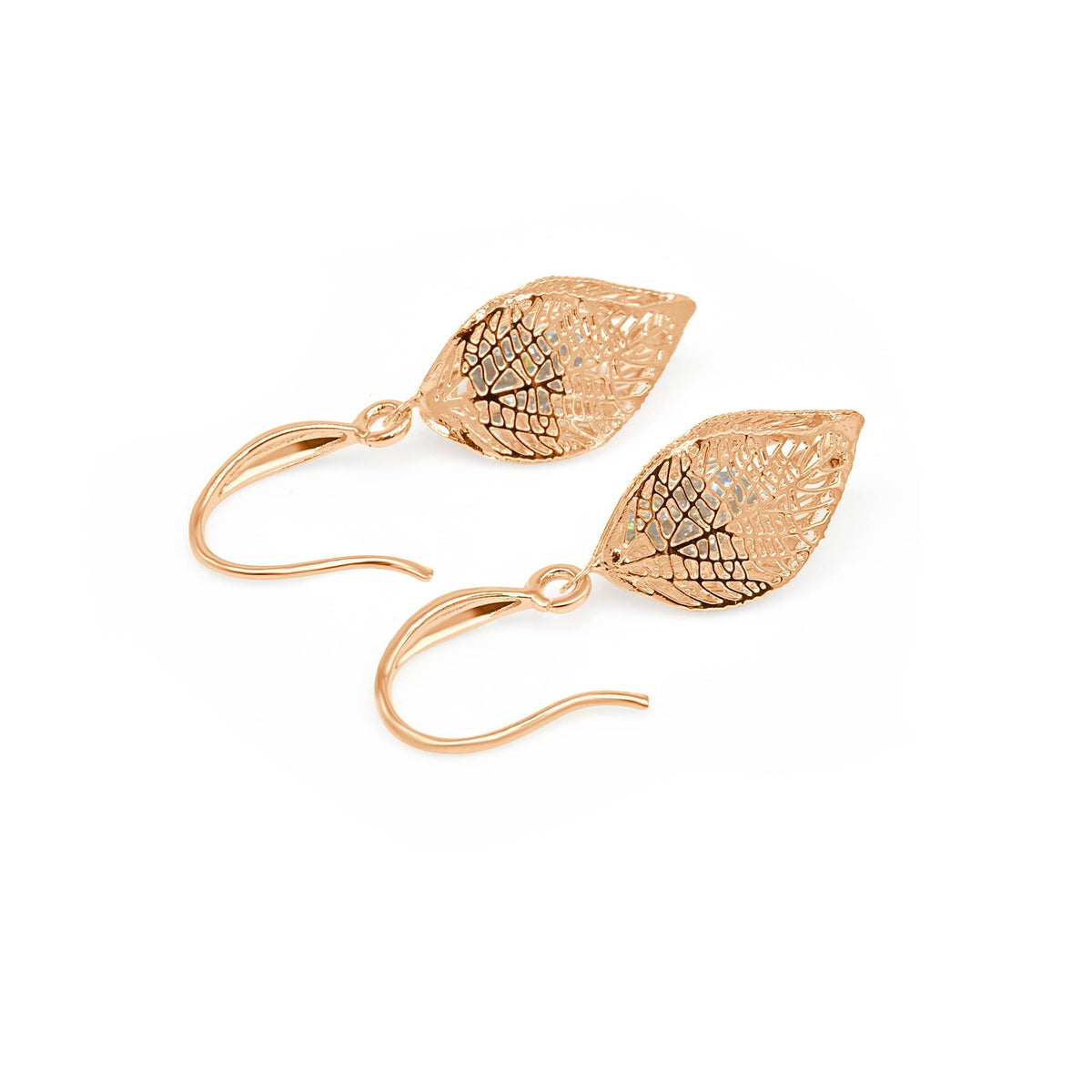 Kelsey rose gold 3D leaf Earrings-DEMI+CO Jewellery