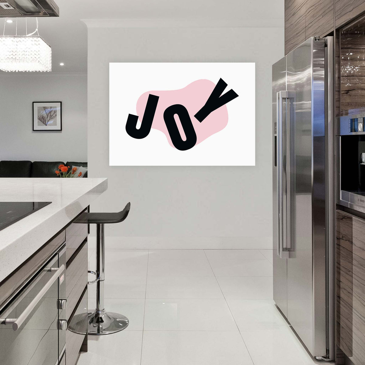 JOY (large letters spread across the canvas)