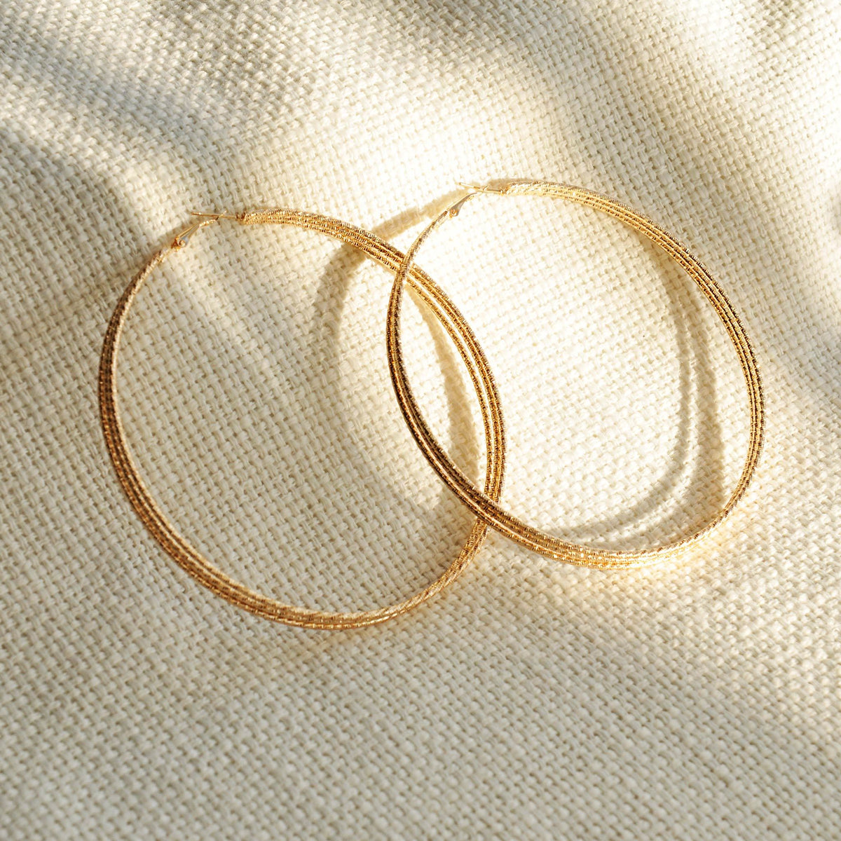 Large 95mm gold hoops earrings