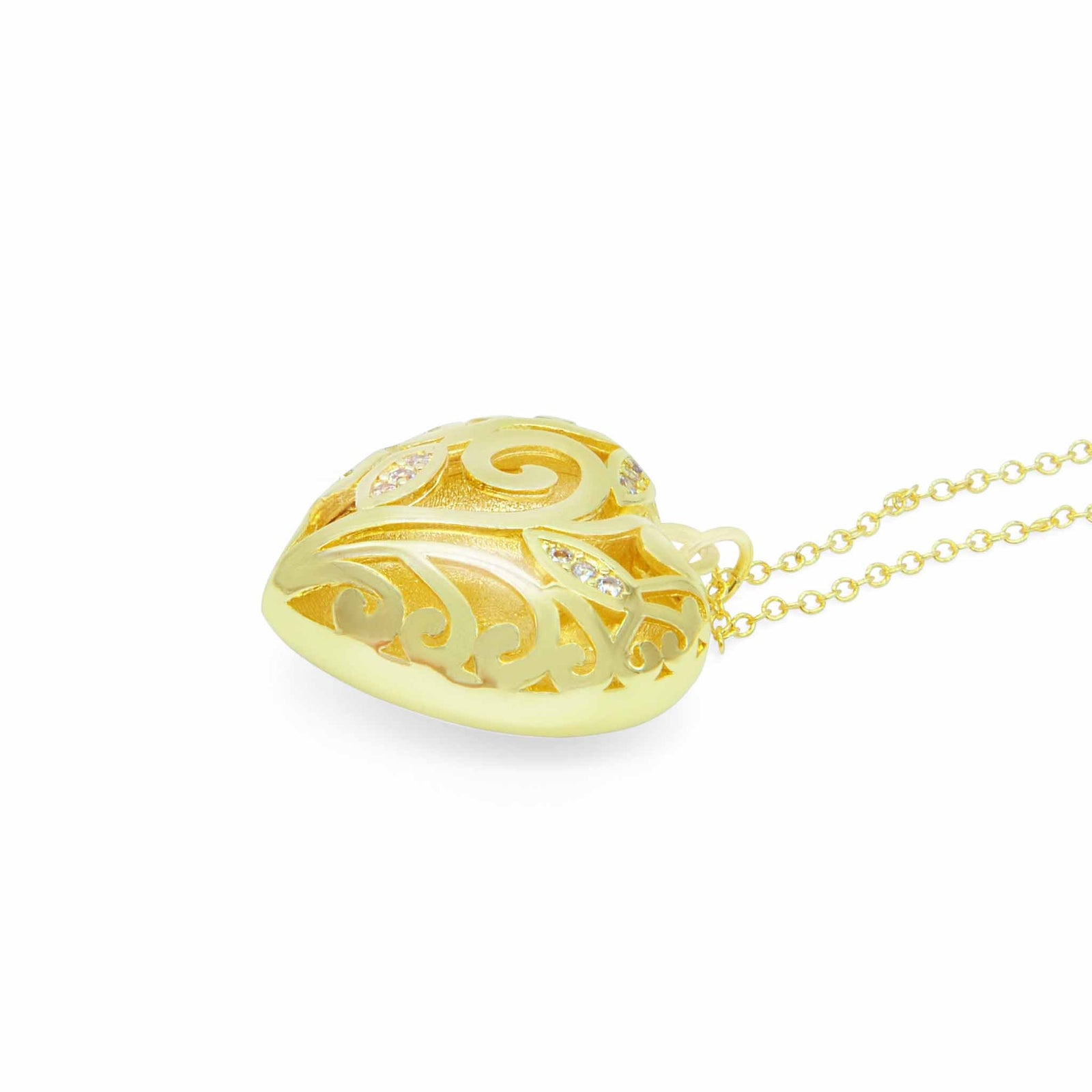 Lily love heart gold and crystal necklace-DEMI+CO Jewellery