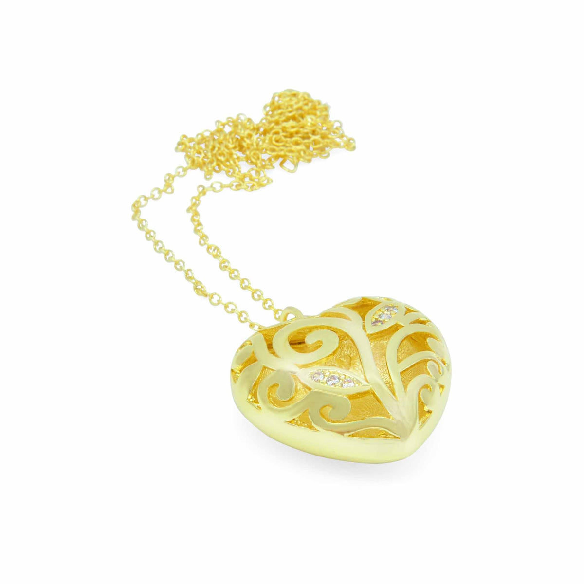 Lily love heart gold and crystal necklace-DEMI+CO Jewellery