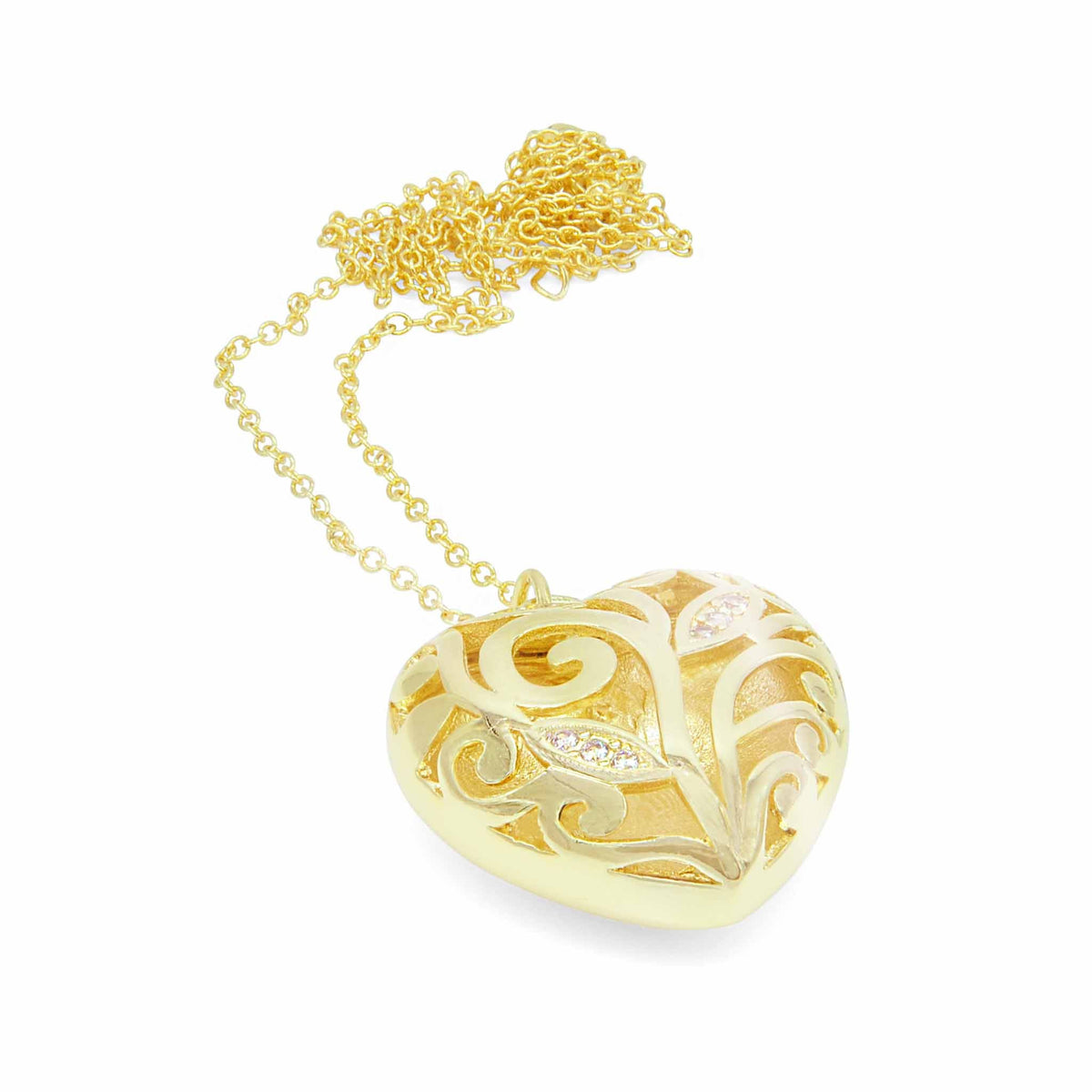 Lily love heart gold and crystal necklace-DEMI+CO Jewellery