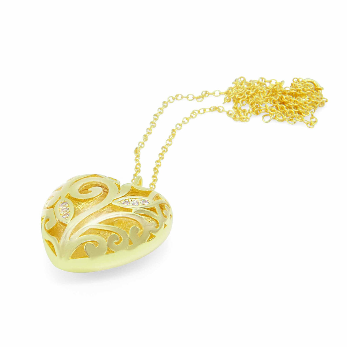 Lily love heart gold and crystal necklace-DEMI+CO Jewellery