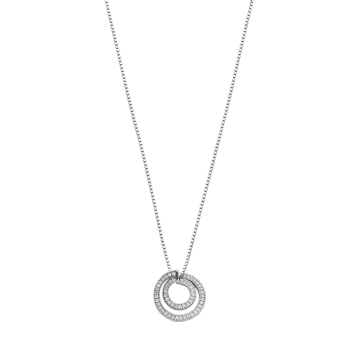 9ct White Gold 0.31ct Diamond Circle Pendant with 18in/45cm Chain