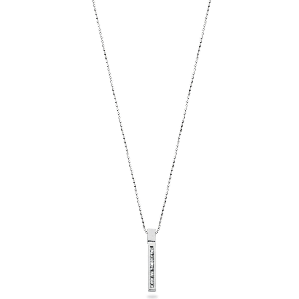 9ct White Gold 0.12ct Diamond Drop Pendant with 18in/45cm Chain