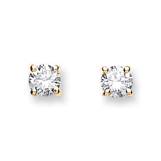 18ct Yellow Gold 0.50ct Claw Set Diamond Stud Earrings