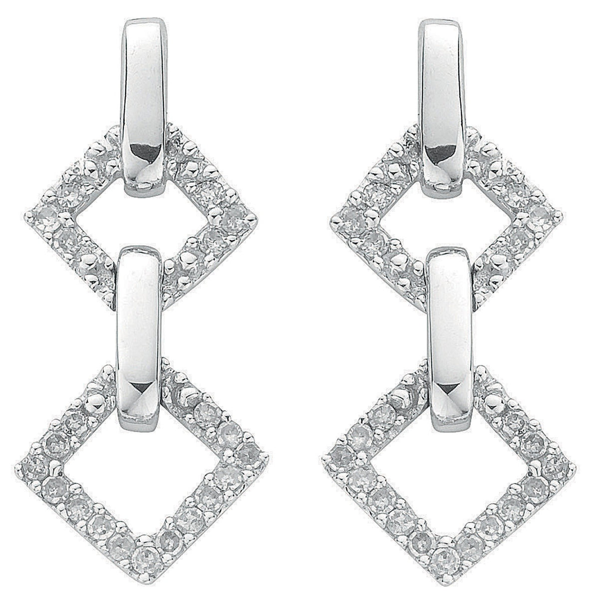 9ct White Gold 0.26ct Diamond Drop Earrings