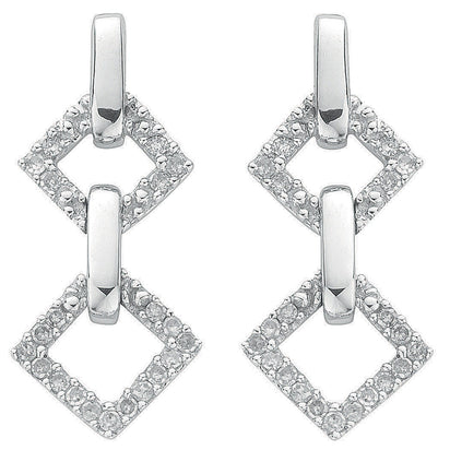 9ct White Gold 0.26ct Diamond Drop Earrings