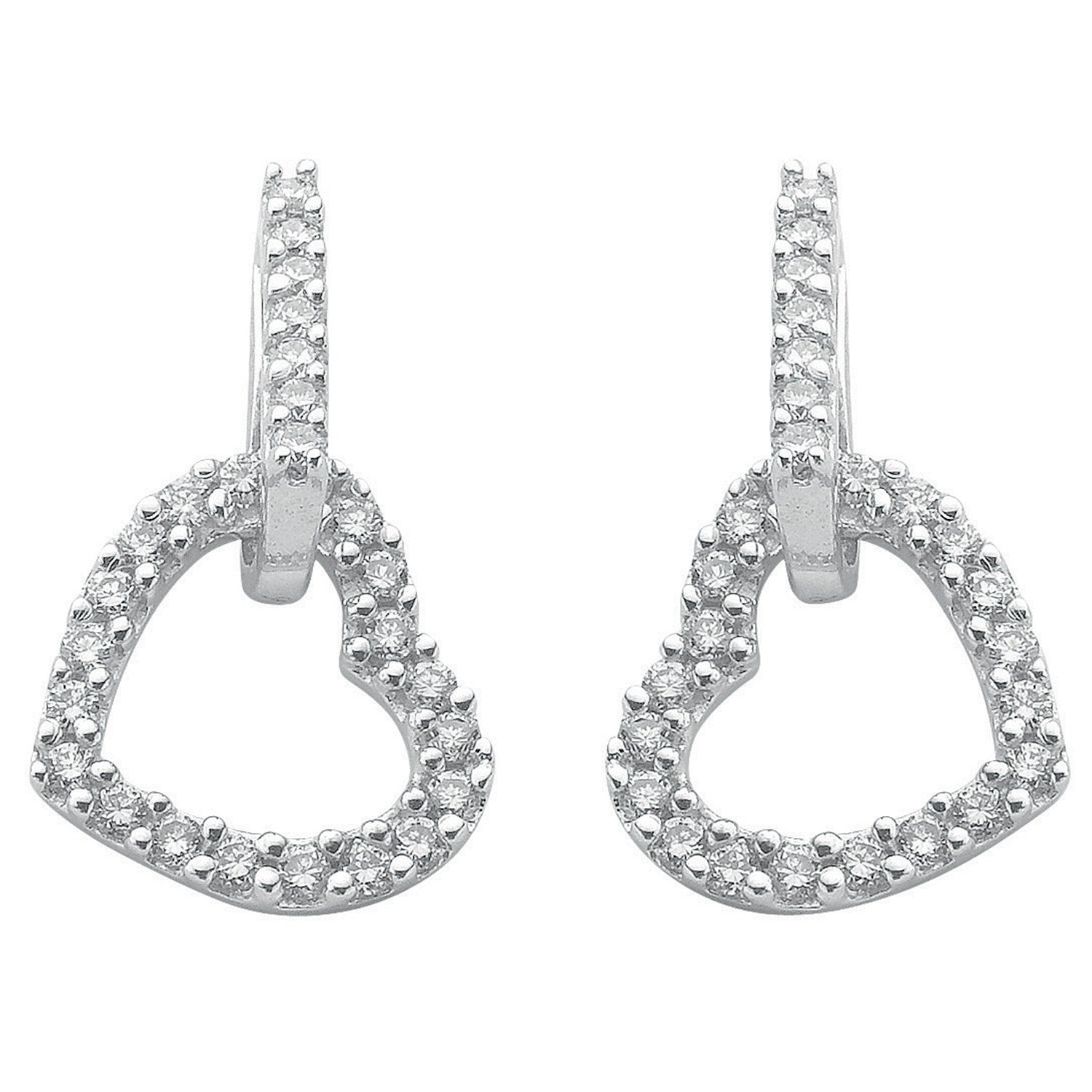 9ct White Gold 0.50ct Diamond Heart Drop Earrings