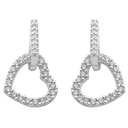 9ct White Gold 0.50ct Diamond Heart Drop Earrings