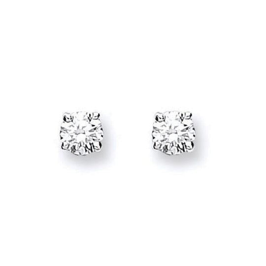 18ct White Gold 0.25ct Claw Set Diamond Stud Earrings