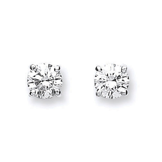 18ct White Gold 0.70ct Claw Set Diamond Stud Earrings