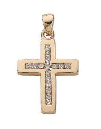9ct Yellow Gold 0.32ct Diamond Cross