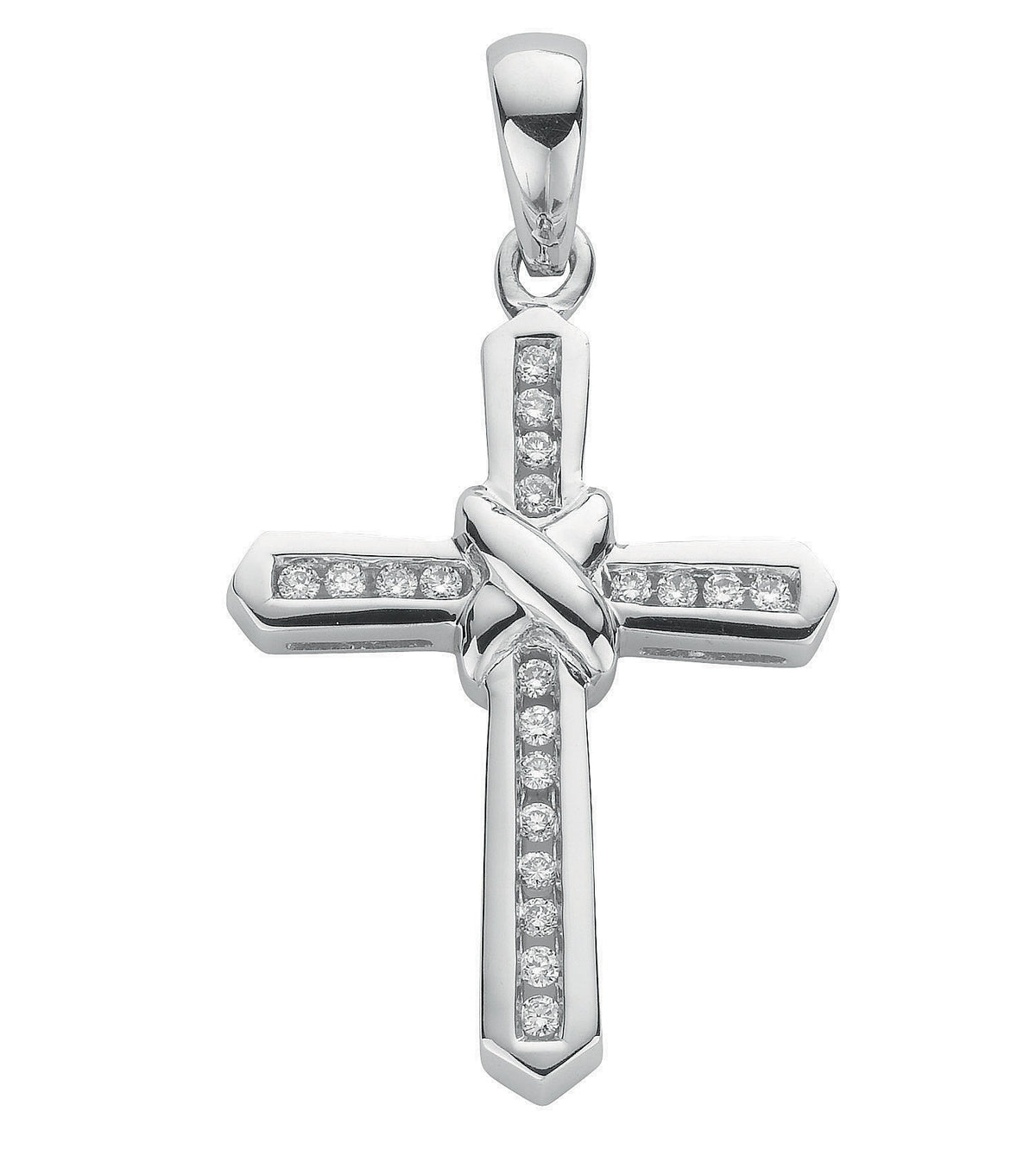 9ct White Gold 0.25ct Diamond Cross