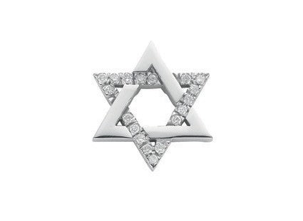 9ct White Gold 0.10ct Diamond Star of David Pendant